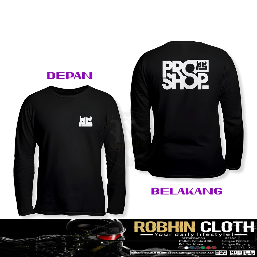 Kaos Baju PROSHOP Logo v2 DB Lengan Panjang Kaos Distro