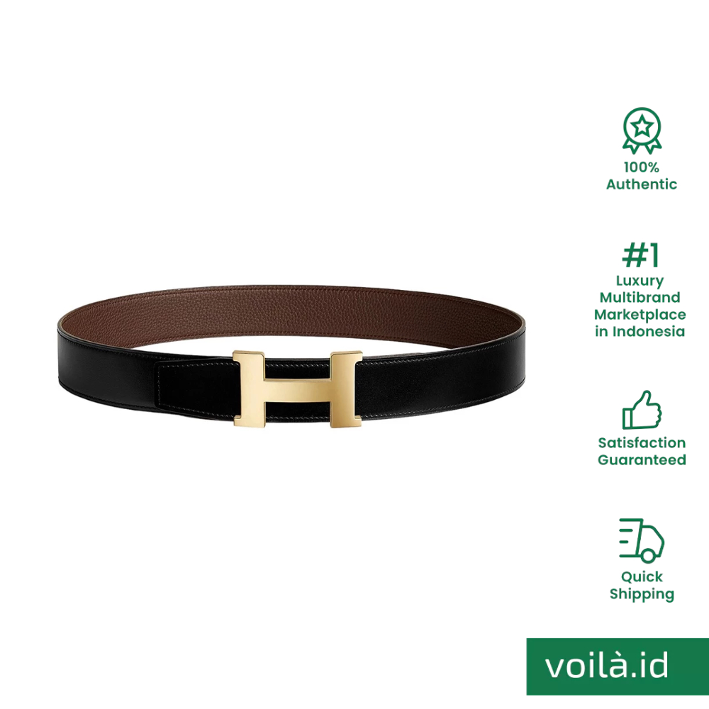 Constance Permabrass Buckle & Reversible Belt 38mm Togo Noir/Chocolat