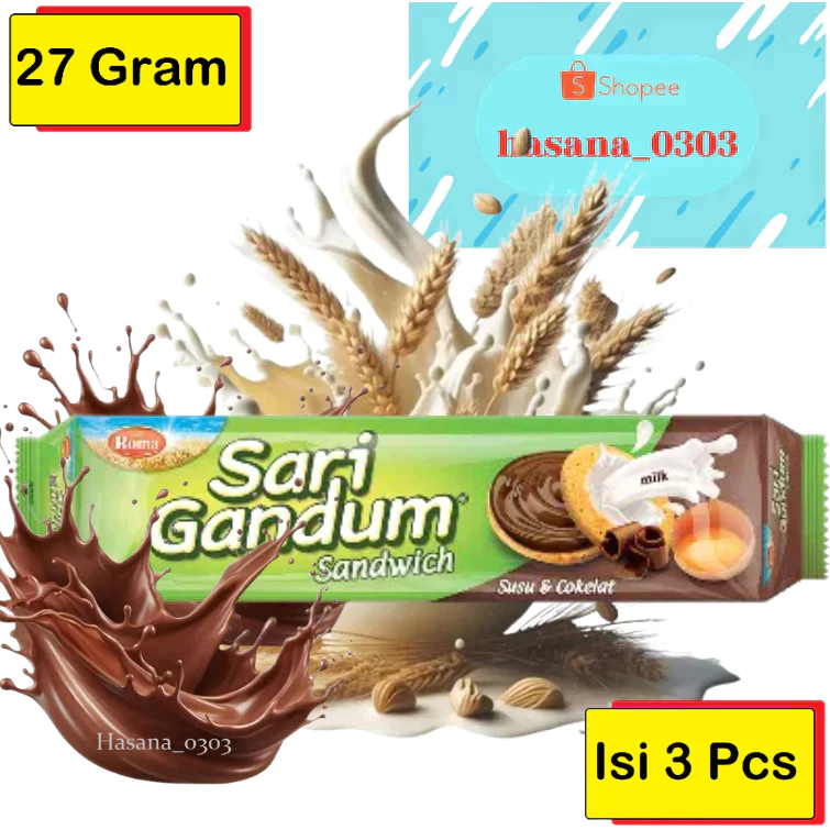 

Sari Gandum Biskuit Sandwich 27 Gram [ isi 3 Pcs ]