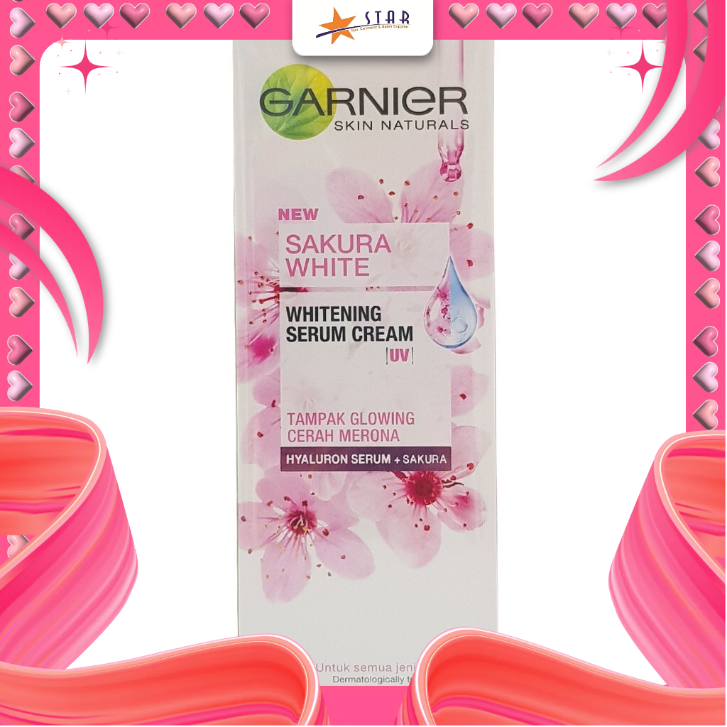 * STAR * Garnier Sakura glow ceramide Serum Cream UV 40ML(BESAR)/Pelembab Wajah Cerah Merona