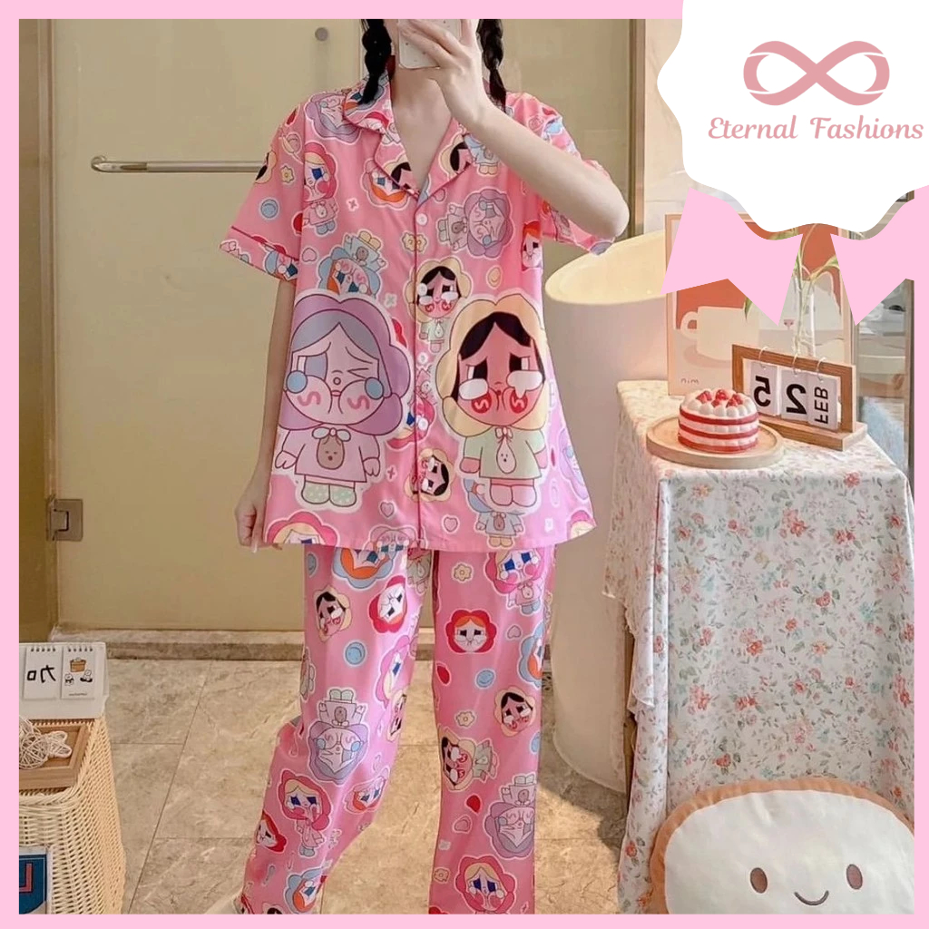 EternalFashions Baju Tidur Cry Baby terbaru | Baju Tidur Dewasa Butter Bear Import | Piyama Minion C
