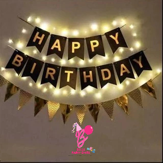 [paket] set dekorasi birthday party banner bunting happy birthday + banner segitiga + lampu tumblr s