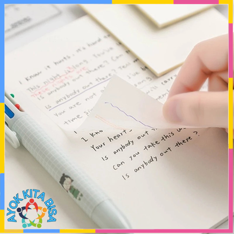 

AKB Set Kertas Notes Transparan 50 Lembar Label Stickers PET Tahan air dan halus Kertas Memo Kertas Tempel Anti Air Untuk Sekolah