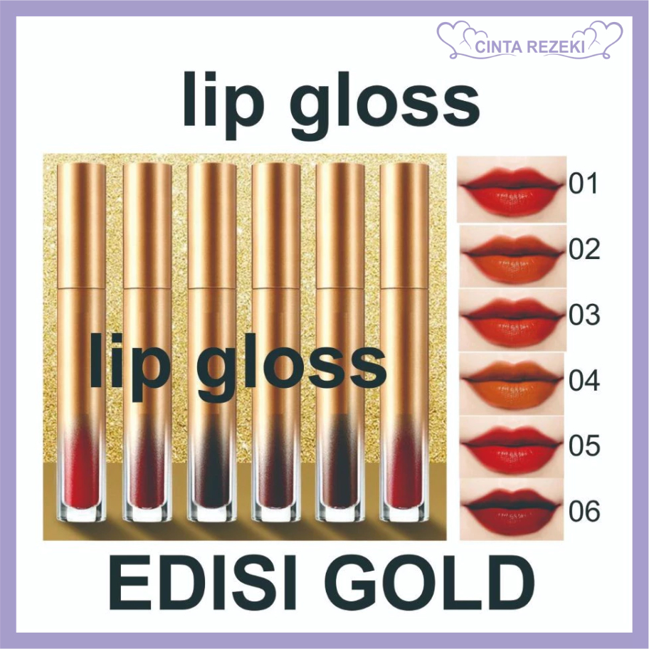 Lip Gloss lipstick tahan lama Lip Glaze Lipstik Cair Anti Air  Edisi Gold  01021