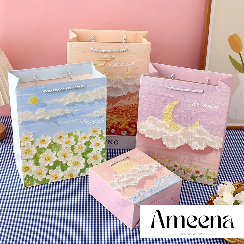 

Paperbag Art Oil Painting Panorama Pemandangan Lukisan Bahan Tebal Cardboard