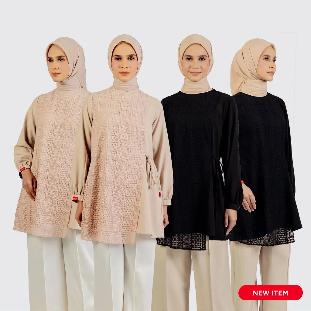 Dauky Atasan Wanita Lengan Panjang Tunik M Tunic Layer Lace Raya Collection