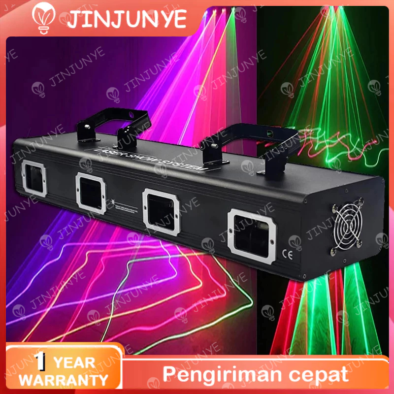 Sensor SuaranyaLampu Panggung Laser 4 Mata Full Color Four Eyes Laser Animation Light RGB Fullcolour