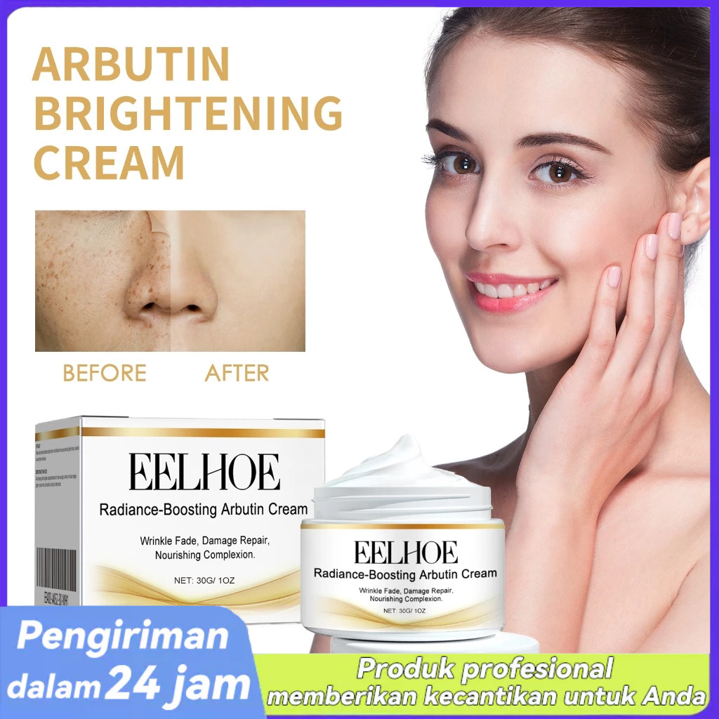 EELHOE Arbutin Krim Wajah Pencerah Kulit - Menghilangkan Flek Hitam, Melasma & Noda Gelap | Krim Mel