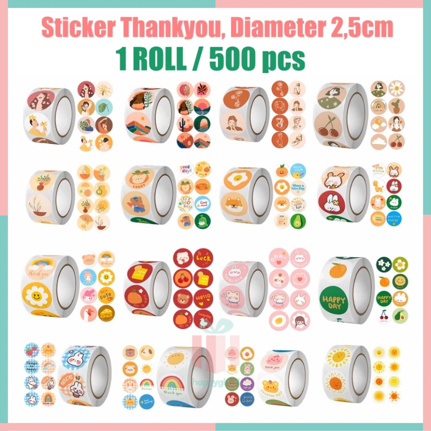 

500 Pcs Stiker Label Thank You Sticker Bulat 2.5cm ST001