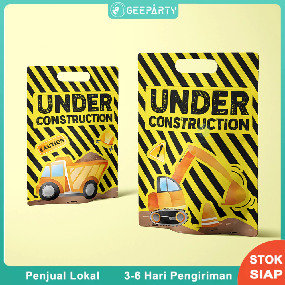 

10 Pcs Tas Permen Truk Dumper Ekskavator Kantong Berdiri Tas Ziplock Untuk Pesta Ulang Tahun Konstruksi