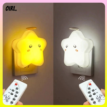 BIG SALE Lampu tidur kecil dengan remote control bintang lima, lampu tidur kartun, lampu samping