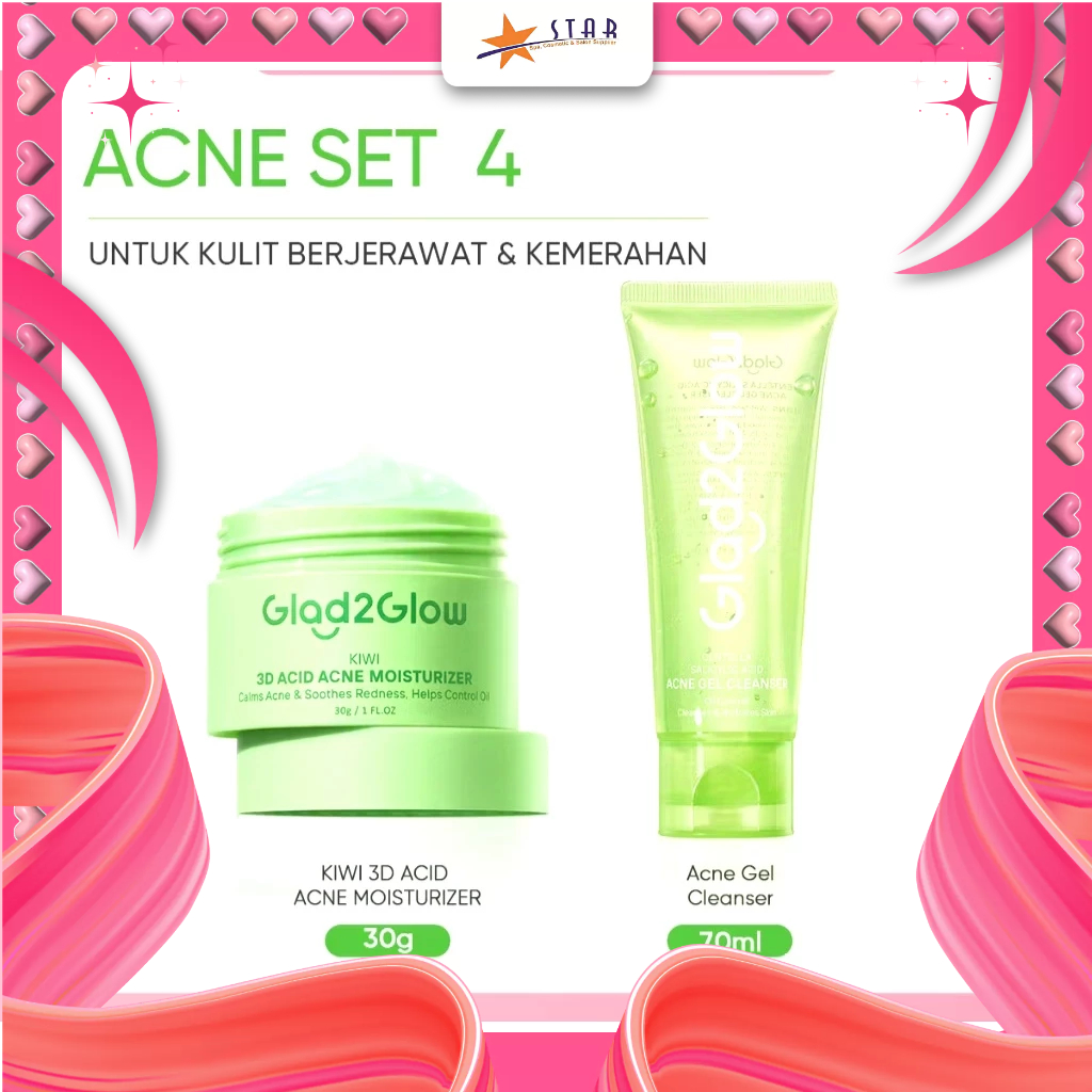 * STAR * GLAD2GLOW BUNDLING 2IN1 (KIWI MOISTURIZER + CENTELLA CLEANSER)