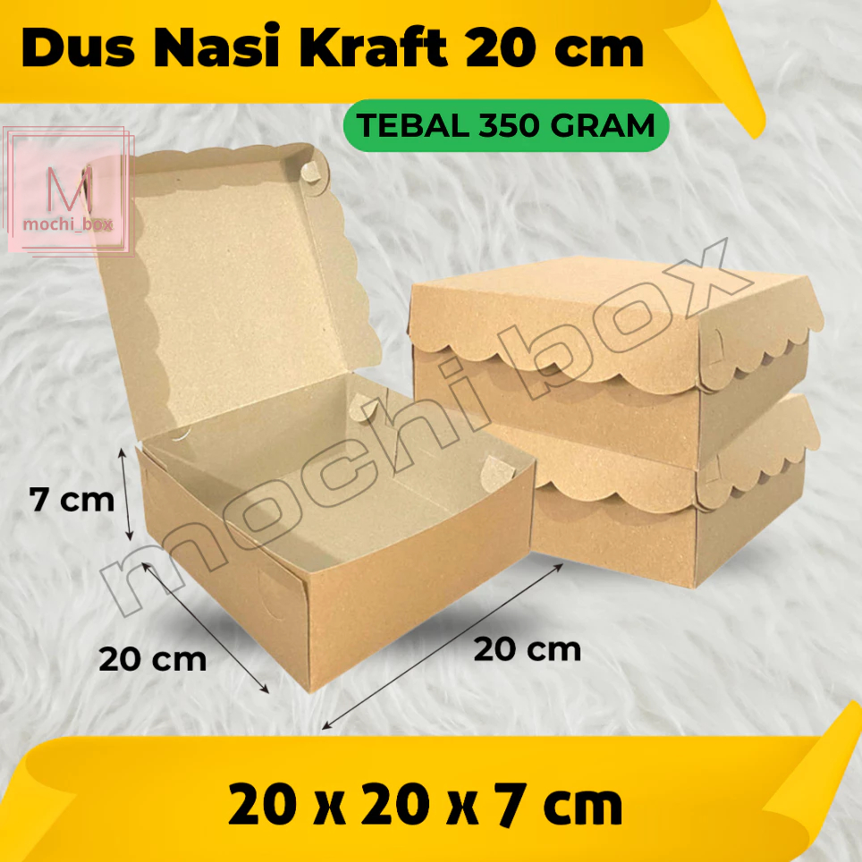 

Box Nasi/Kotak Nasi Kraft 20X20X7/Tebal 350 Box Nasi |MIN.50pcs|
