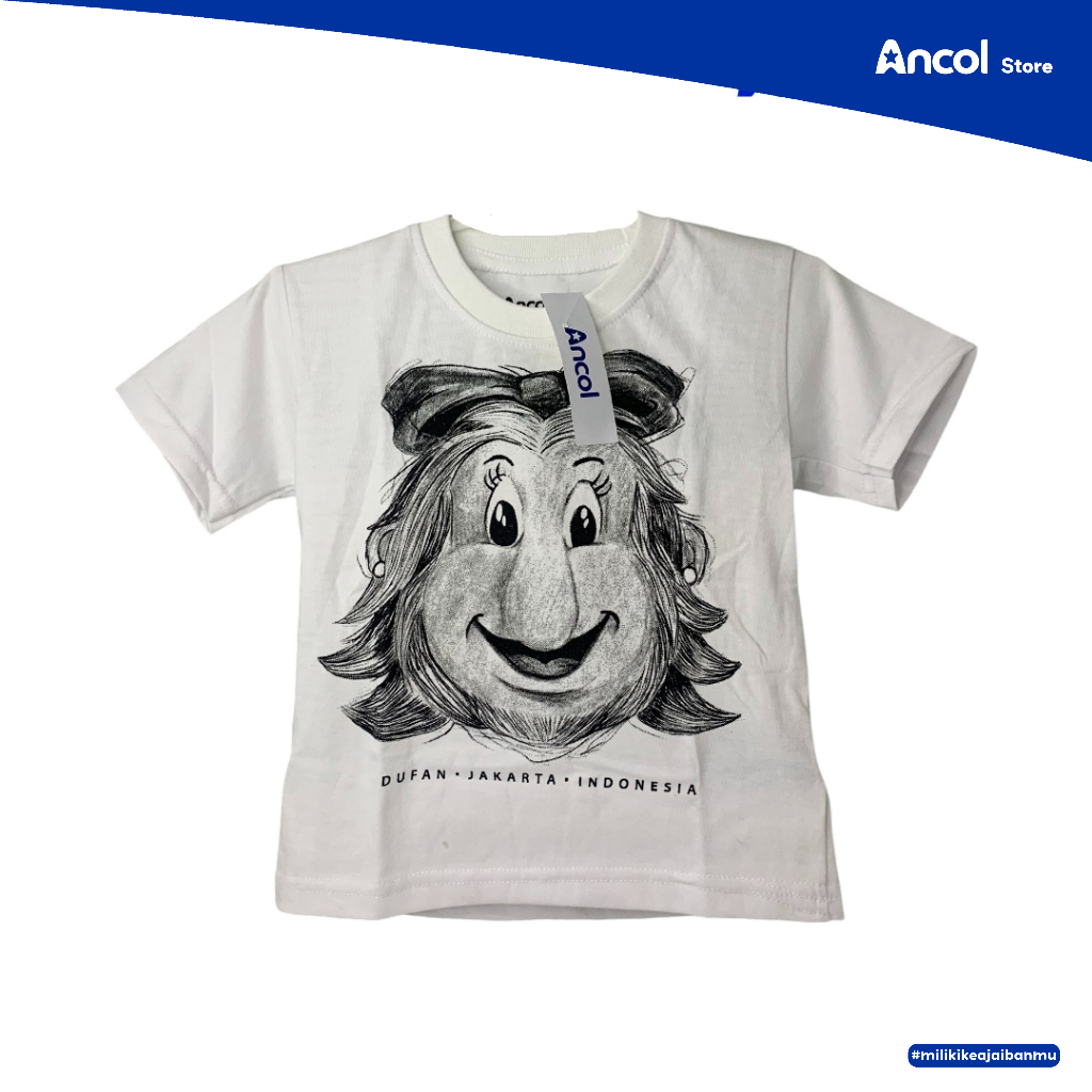 Ancol Baju Kaos Anak motif Sketch Dufi Putih | Official Merchandise