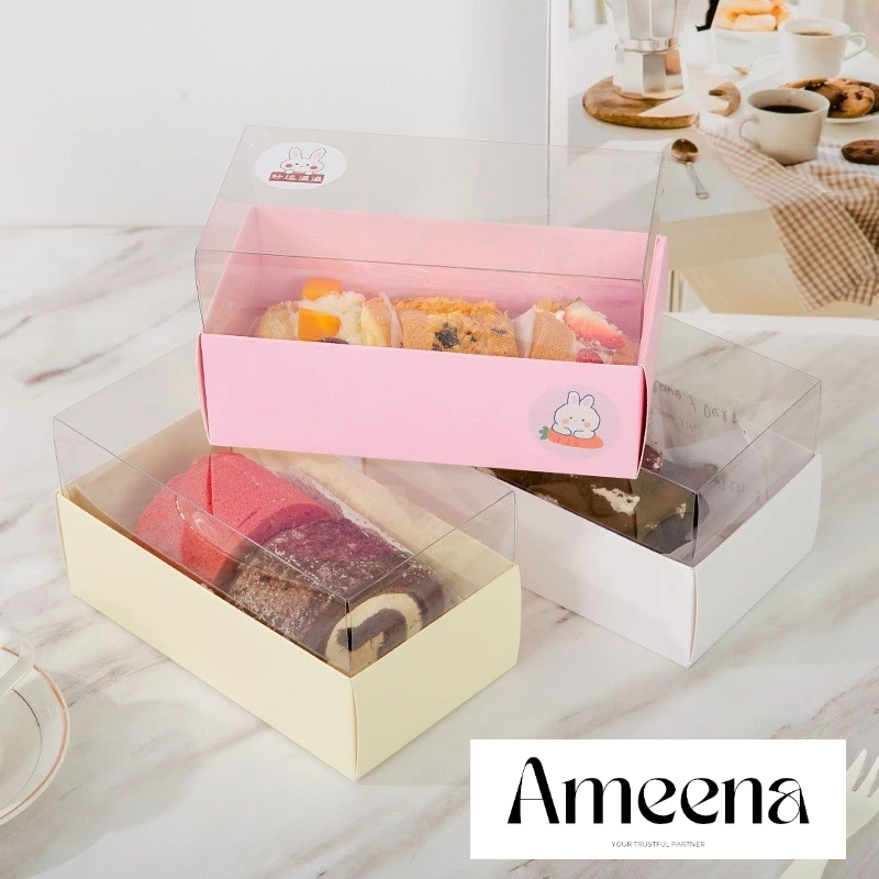 [Satuan] Box Premium Transparan Mika Cake Roll Cromboloni / Box Kue Bolu Gulung Cake Mika Transparan