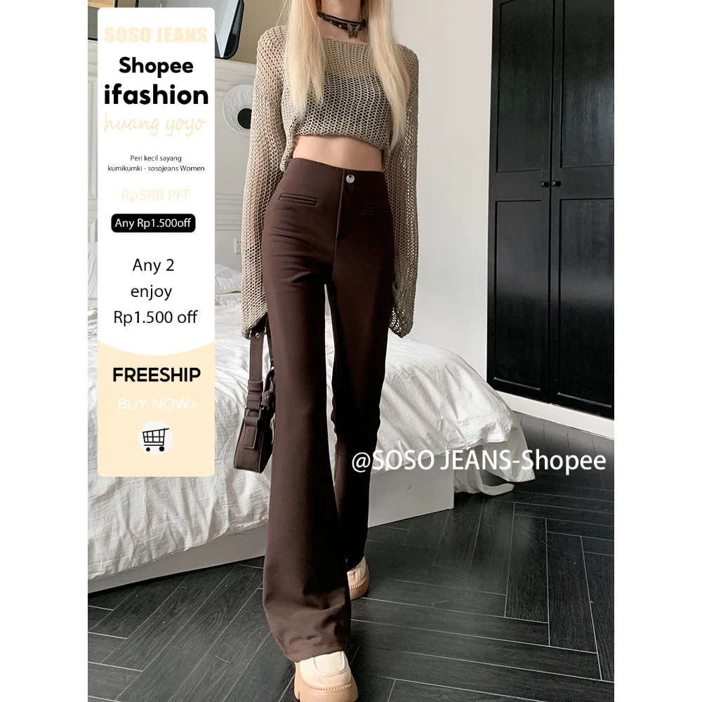 SOSOJEANS Y2K Korean Fashion Suits Bootcut Women's Casual Pants Trousers