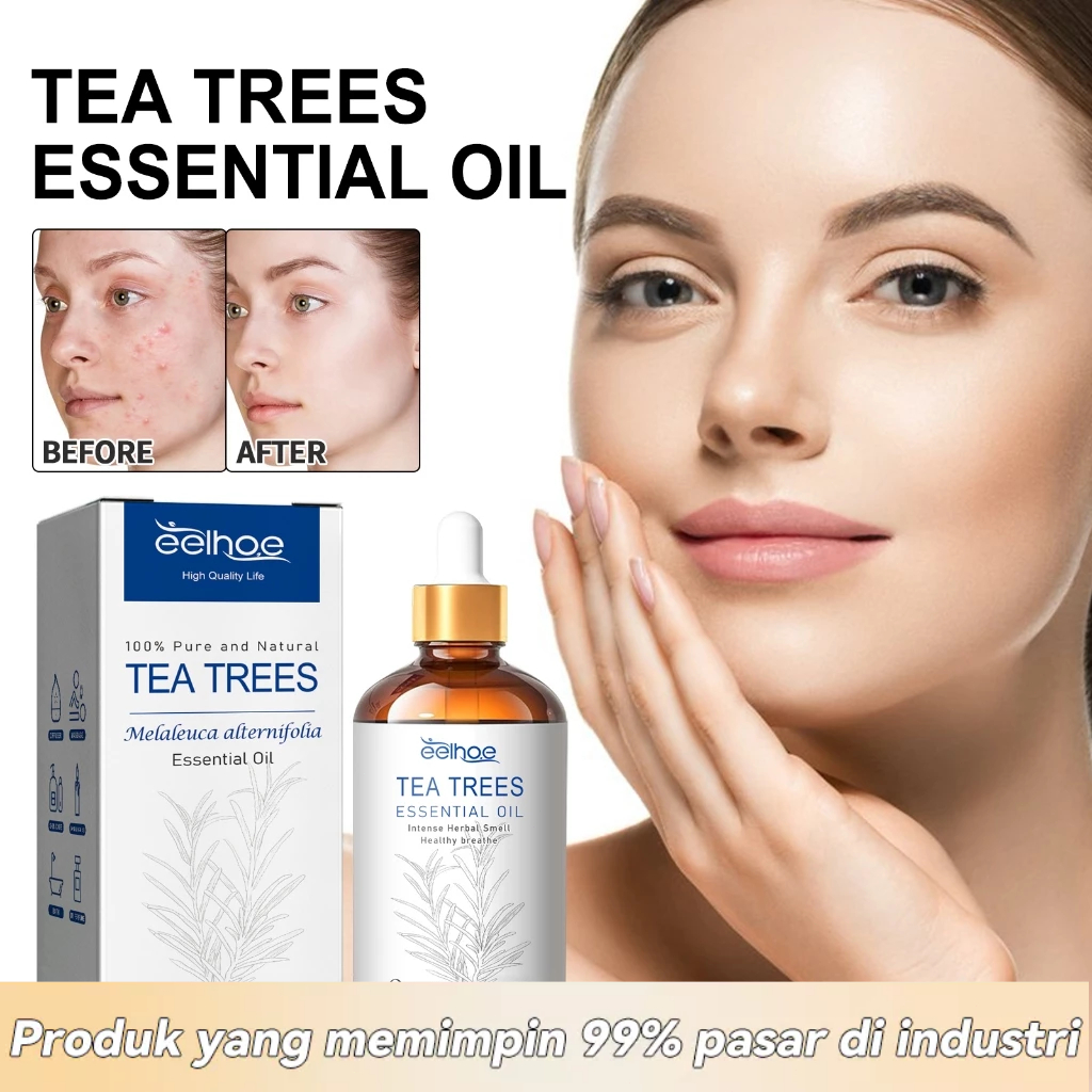 EELHOE Minyak Tea Tree Oil 100ml*1pcs - Skincare Wajah & Perawatan Tubuh, Pelembab Alami untuk Rambu