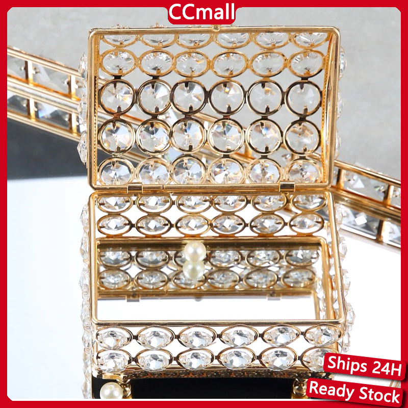 Kotak Penyimpanan Perhiasan Kosmetik Vintage/Kotak perhiasan kristal kelas atas/kotak pajangan cinci