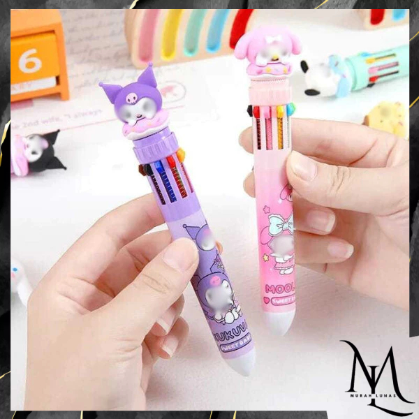 

MUNAS Pena Mekanik Karakter Kartun Pulpen 10 Warna Lucu 3D DOLL Bolpen Gel Tinta Donat Animasi 10 Warna Alat Tulis Sekolah Anak Super Imut
