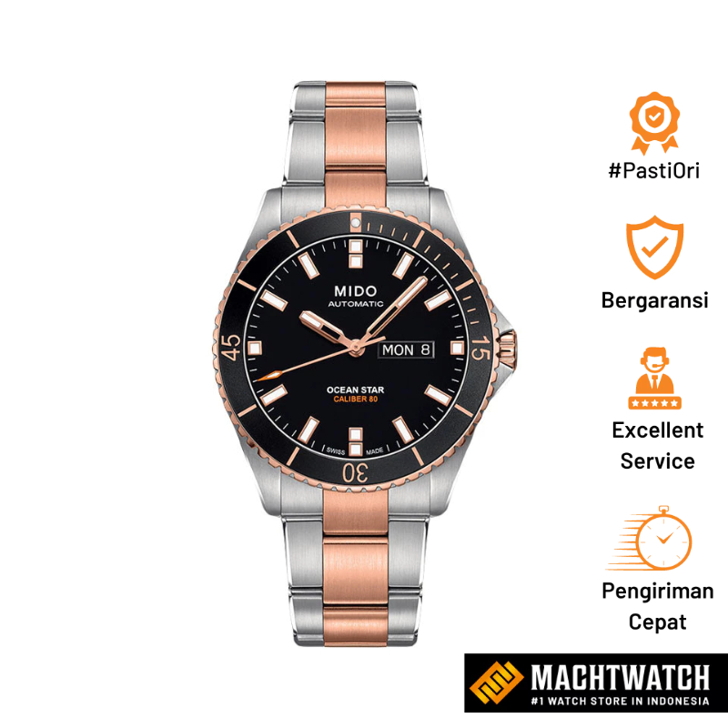 Jam Tangan Pria MIDO Ocean Star M026.430.22.051.00 Caliber 80 Automatic Black Dial Dual Tone Stainle