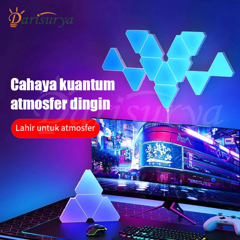 Lampu Gaming RGBC Segitiga - Lampu Led Light Panel Room - Lampu Hias Kamar Gaming - Lampu LED Dindin
