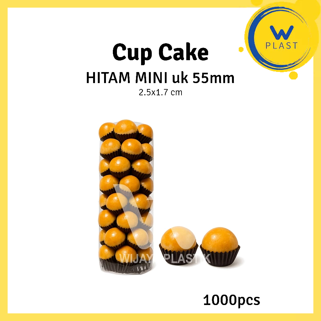 Cup Cake Mini (55mm) Hitam --- 1000 pcs @PACK | alas kue roti liner kecil 55 mm kertas baking roti c