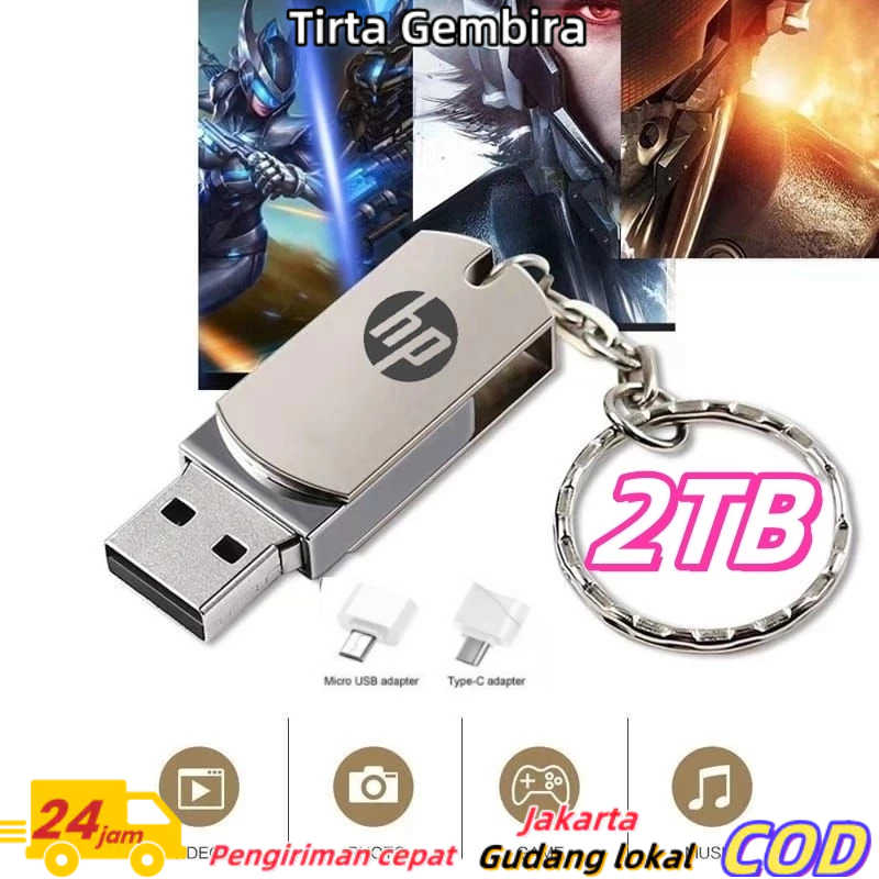Flashdisk HP 2TB USB 3.0 Pendrive 1TB Flashdisk Bahan Metal Flashdrive