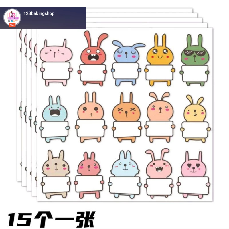

15Pcs Cute Rabbit waterproof sticker anak decorative sticker multi color 2.8x4.5 cm
