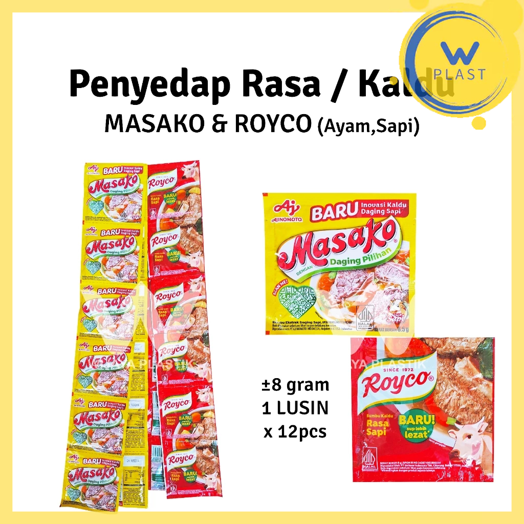 

[LUSIN] Kaldu Ayam & Sapi Sachet [ROYCO MASAKO] --- 8 gram 12 pcs @LUSIN | bumbu penyedap rasa micin msg halal ekonomis murah lusin