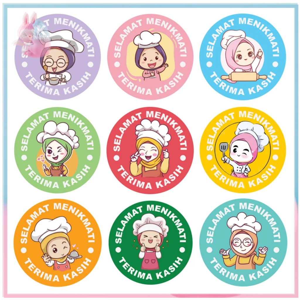 

500 Pcs Stiker Terima Kasih Selamat Menikmati Sticker Bulat Roll Makanan Kue Catering ST001