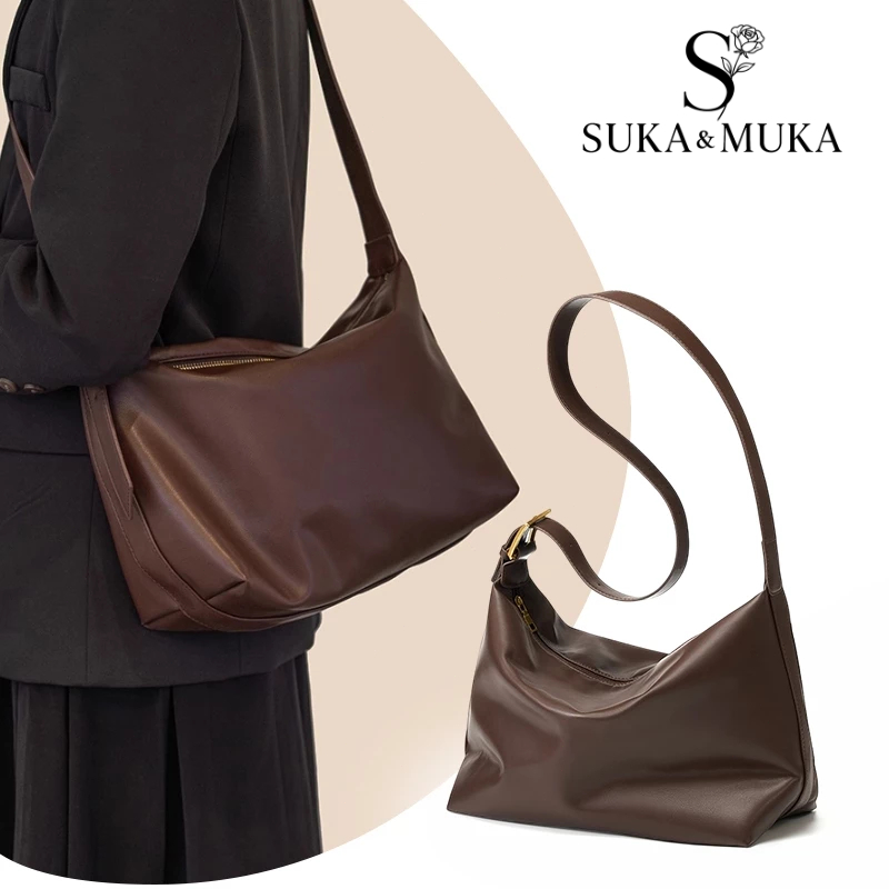 {40*30cm}Tas Bahu Sling Bag Wanita Soft Tas Selempang Wanita Tas Bahu Shoulder Bag Besar Kulit PU Ho