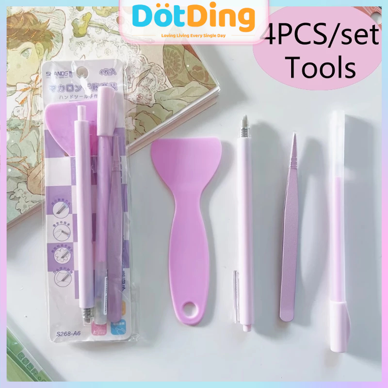 

[DOTDING] 4-Piece DIY Set - Pinset, Pinset, Pemotong, dan Lem Cocok untuk Scrapbooking Kerajinan Tangan/4 PCS/Set DIY Tweezers Scissors Cutter and Glue for Scrapbooking Handcraft Tools H732