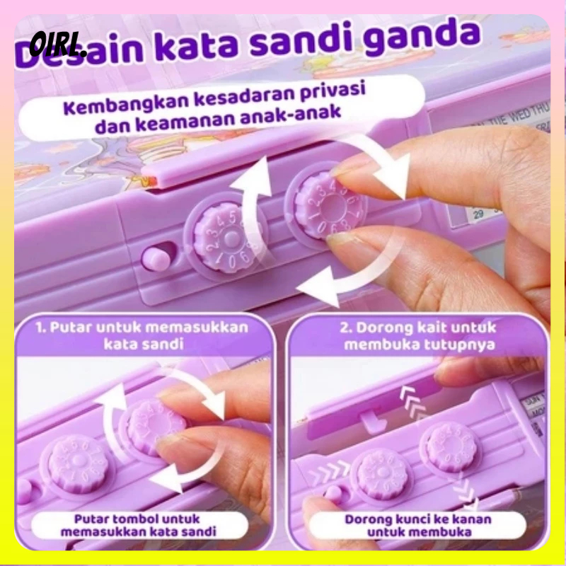 

Tempat pensil besar Coulomi password, kotak alat tulis multifungsi, tempat pensil otomatis