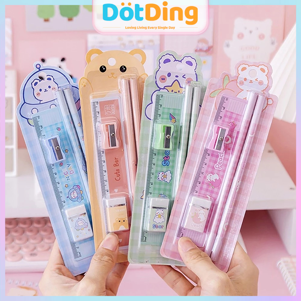 

[DOTDING] 5PCS/Set Pensil Anak Kawaii + Kotak Pensel Karakter - Hadiah Lucu untuk Sekolah/The Best Children's Day Gift Stationery Set 5 PCS/Set Prize for Primary School Students Kindergarten Gift Q102