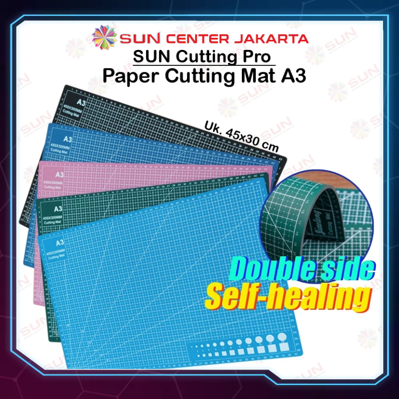 

Alas Potong Kertas (Cutting Mat) Uk. A3, A4, A5 Bahan PVC, Double-Side, Self Healing untuk potong kertas HVS, Foto, Art Paper, Silky, Doff, Kartu Nama