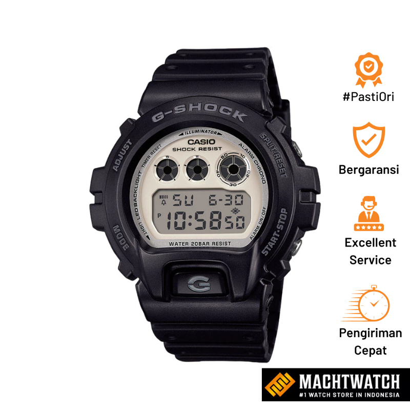 Jam Tangan Pria Casio G-Shock DW-6900WD-1DR DW6900WD DW-6900WD Black And Briliant White Digital Dial