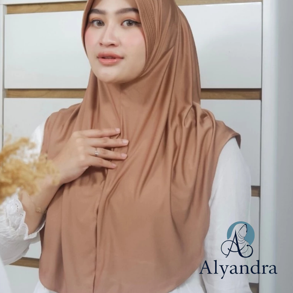 Hijab Bergo Instan Sport Hamidah JERSEY Size XL Panjang Menutup Dada @AlyandraCollection