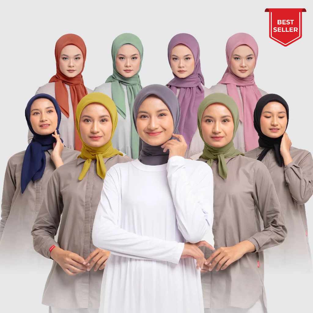 Jilbab Segi Empat Kerudung Dauky Polos Olinda Plain Scarf Voal Premium
