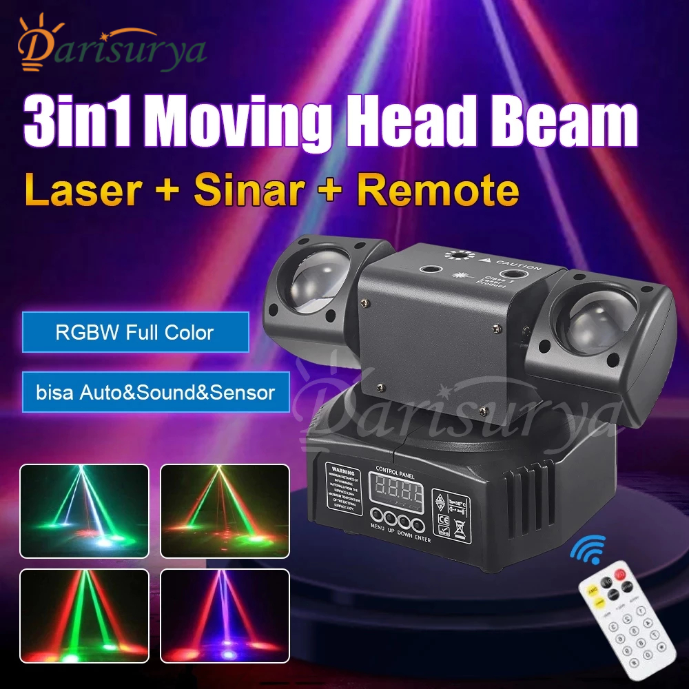 Moving head laser beam LED remote 3IN1Moving head mini spider RGBW full color light power 40watt  Be