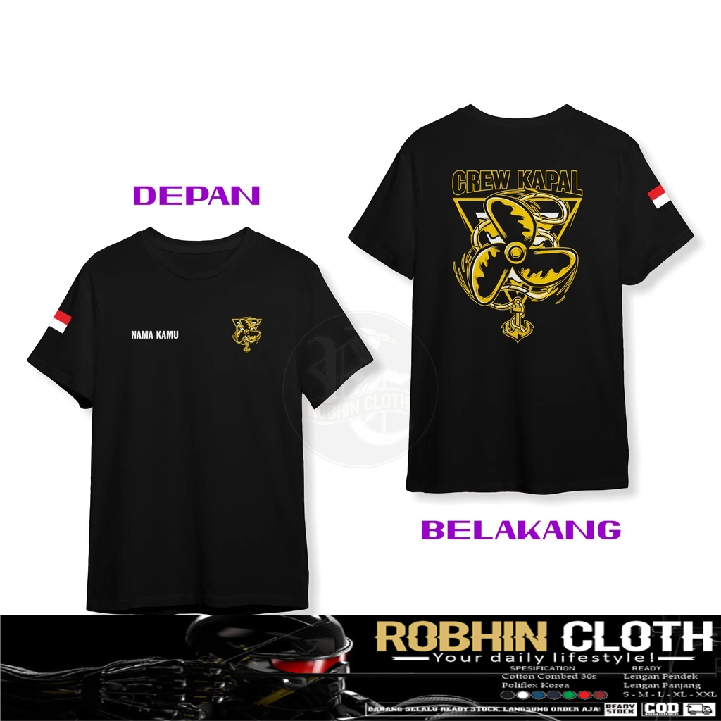 Kaos Baju Crew Kapal Baling Baling Kapal Jangkar Pelaut Gratis Nama Kamu DB Baju Distro