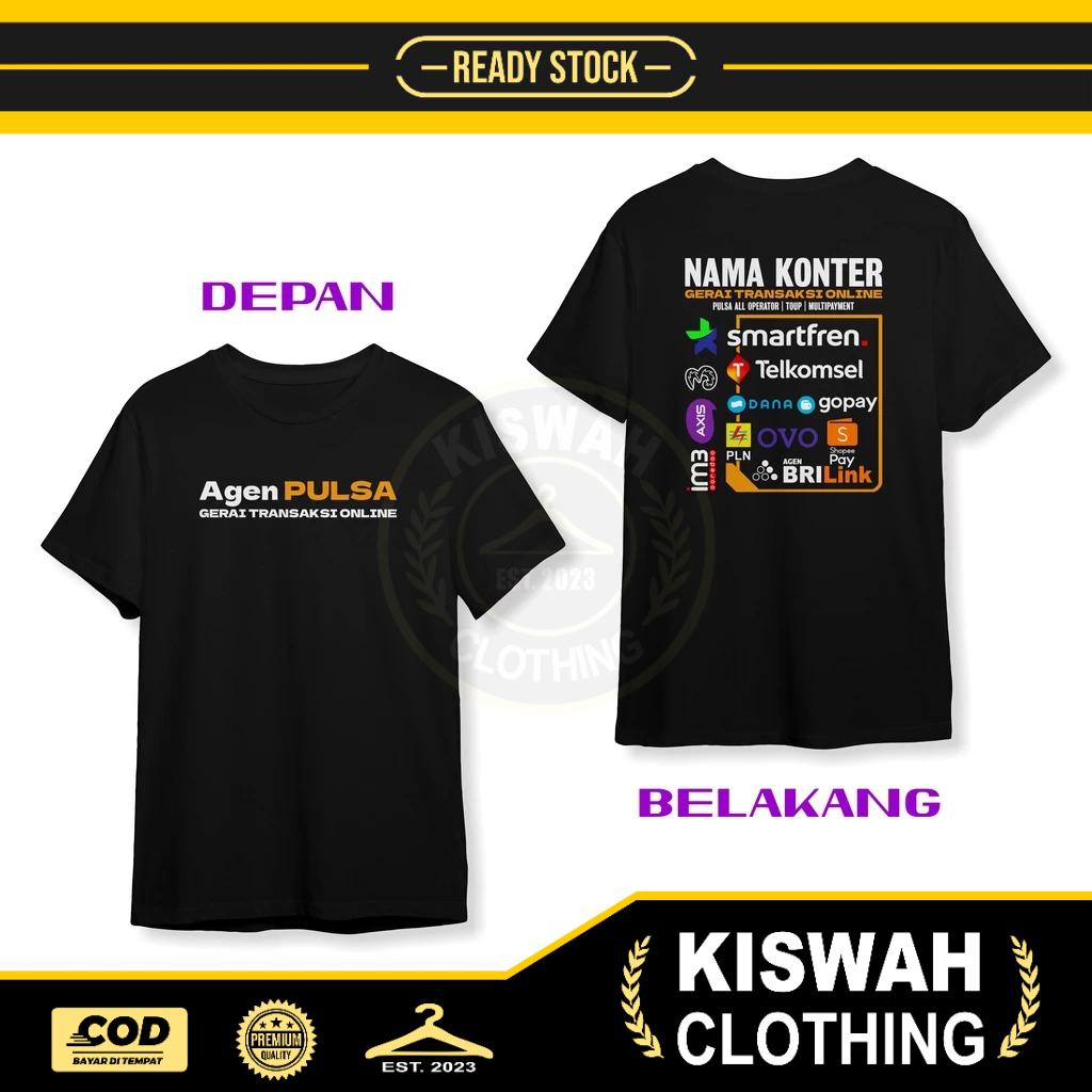 Kaos Tshirt Gerai Transaksi Online Pulsa All Operator Top Up Multy Payment Gratis Nama Konter Kamu D