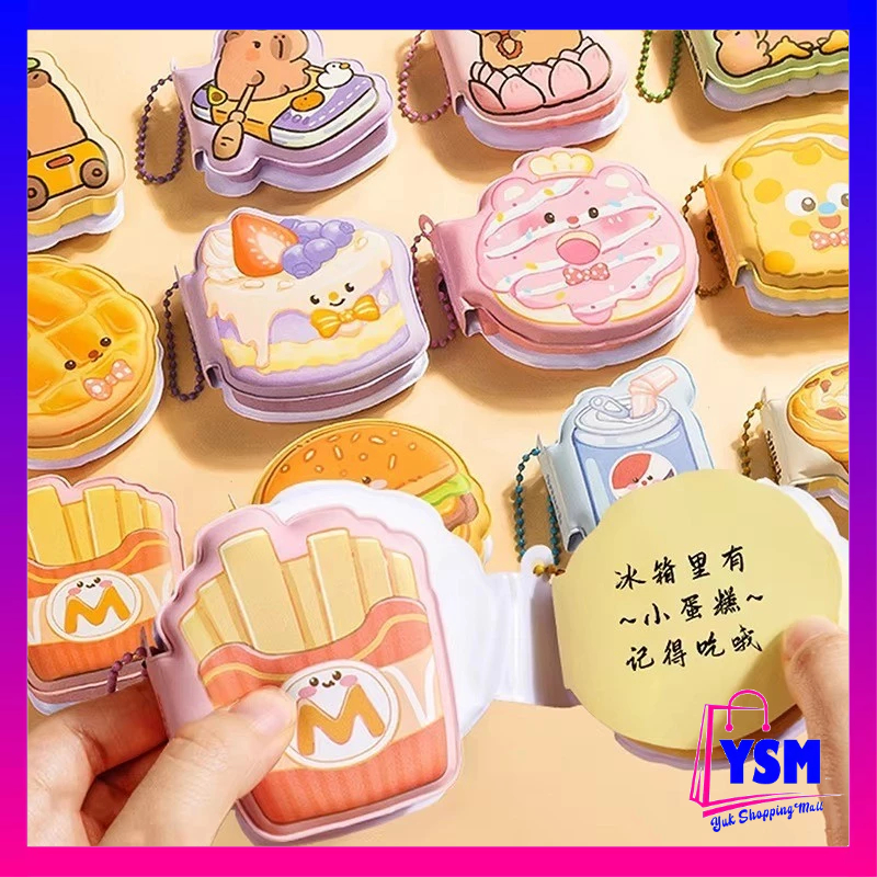 

YSM Sticky Note Karakter Lucu 80 Lembar Mini Sticky Notes Dengan Rantai Gantungan Bentuk Makanan Notebook Mini Dengan Bantalan Empuk Squishy Kecil