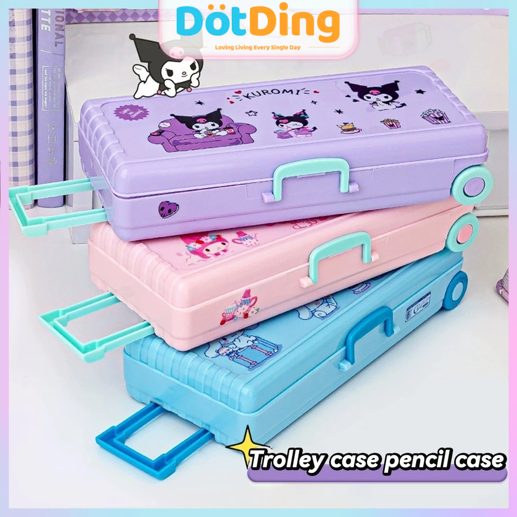 

[DOTDING] Tas Pensil Kuromi Troli Multifungsi - Kotak Alat Tulis Anti Jatuh & 4 Lapisan Organizer untuk Anak SD/SMP H519