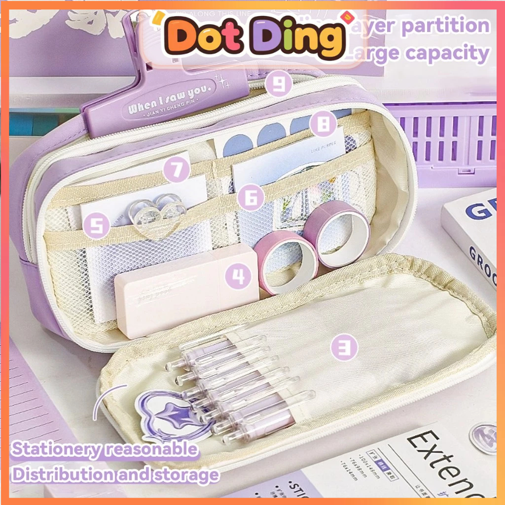 

[DOTDING] ‌Kotak Pensil Anak Serbaguna Motif Imut - Bahan Tahan Air & 3 Lapisan Kompartemen, Tali Serut Warna-Warni untuk Hadiah Ulang Tahun H687