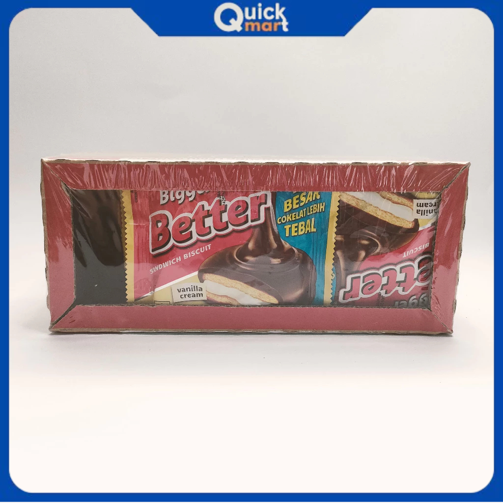 

Better Sandwich Biscuit Lebih Besar Cokelat Lebih Tebal Isi 10+1 sachet 297gr