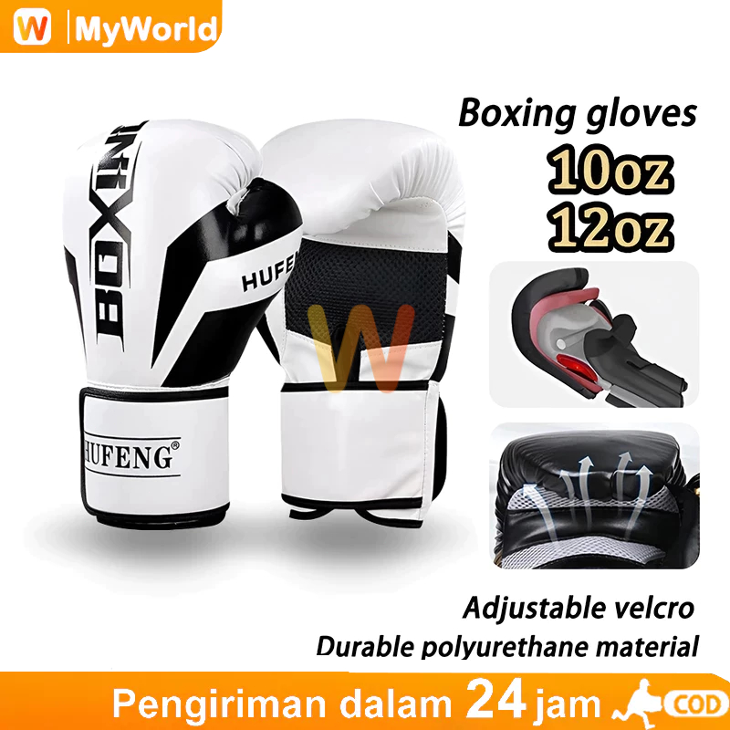 COD Sarung Tangan Boxing Sarung Tinju Gloves Boxing Muay Thai Fighting Training Kick Boxing 10oz 12o