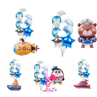 paket dekorasi ultah anak HBD happy birthday tema laut pelaut perahu kapal kapten anak cowok