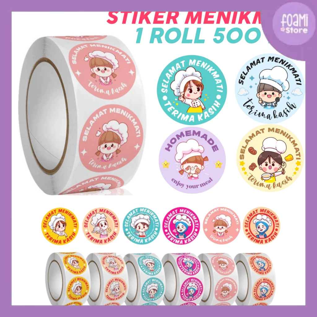 

Stiker Selamat Menikmati Bulat Roll 500 Pcs Terima Kasih Makanan Kue 2.5cm ST001