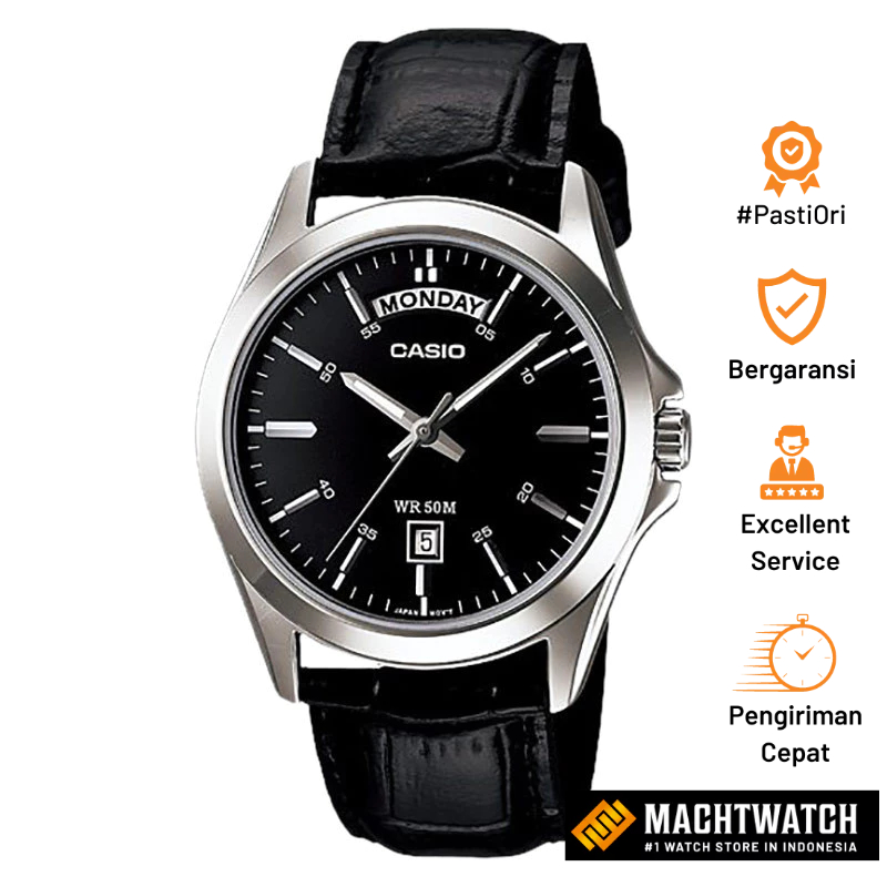 VALUE PACK Jam Tangan Pria Analog Casio Standard MTP-1370L-1AVDF MTP1370 MTP-1370L Enticer Black