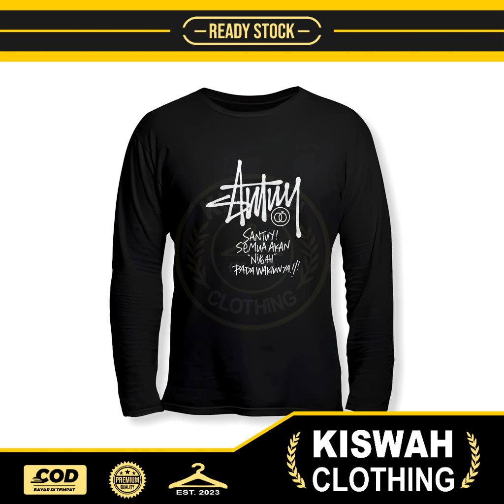 Kaos Tshirt Santuy Plesetan Stussy Lengan Panjang Kaos Distro